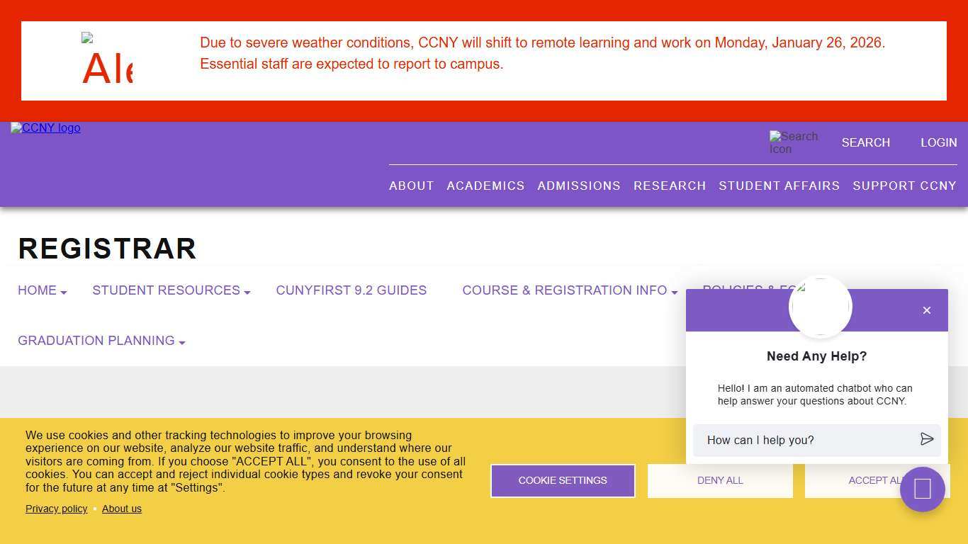 Spring 2026 Registration Information The City College of New York